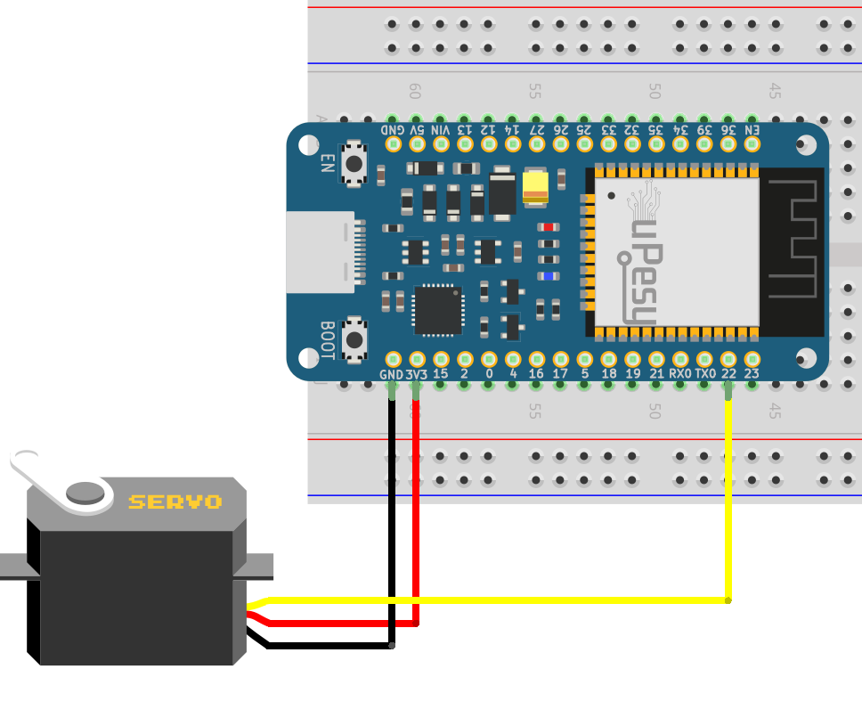 Câblage du servo SG90 et esp32 wroom