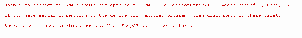 port série accès refusé